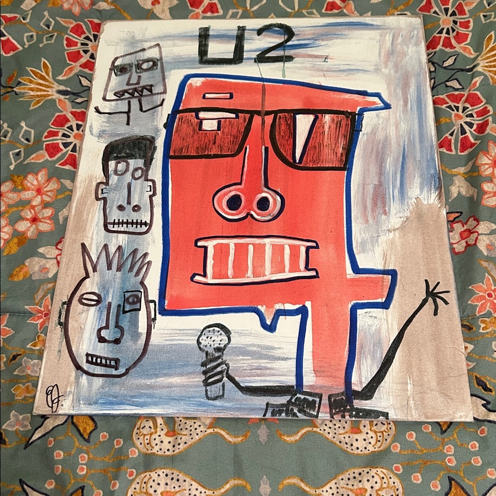 Abstract Art Canvas with Faces outsider art